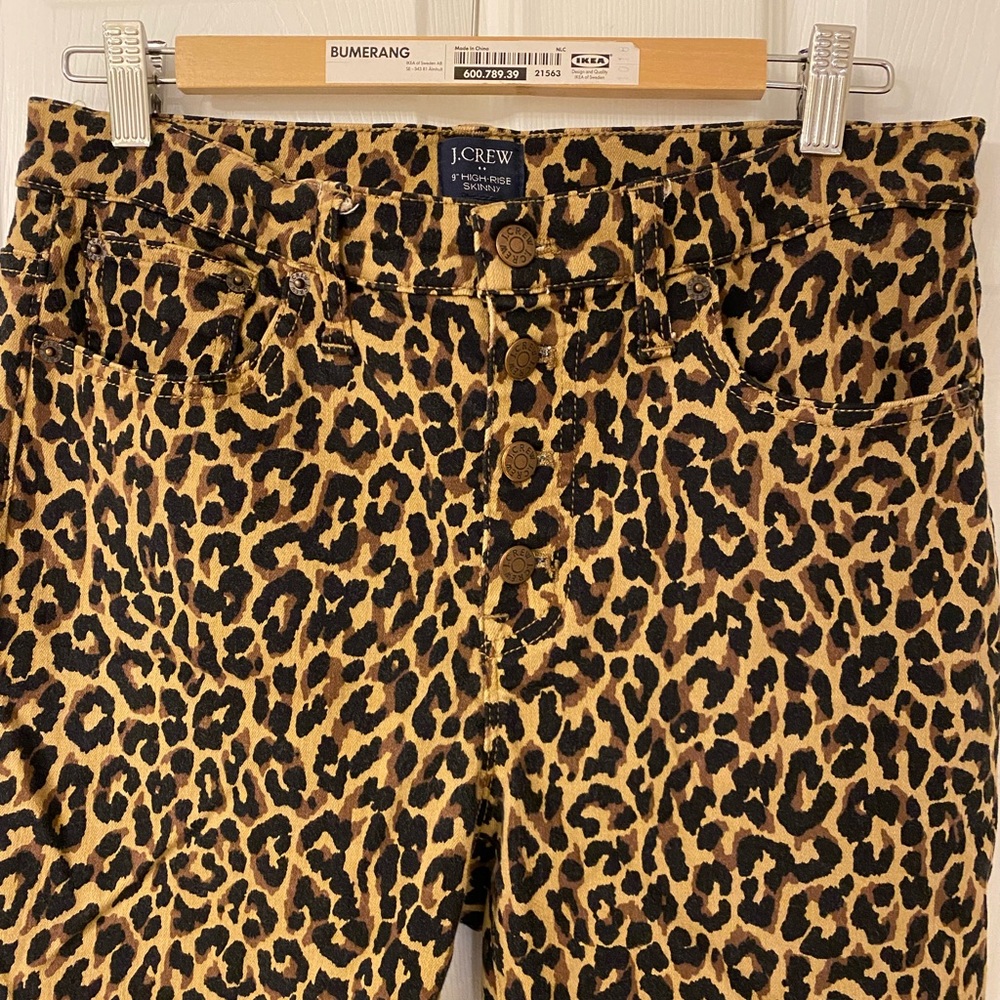 jCrew leopard print button fly jeans